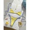 image:imageMakeMeChic Womens Boho Micro Thong Bikini Sets Cheetah Gingham High Cut Sexy Cute Bathing Suit SwimsuitYellow Blue Floral