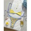 image:imageMakeMeChic Womens Boho Micro Thong Bikini Sets Cheetah Gingham High Cut Sexy Cute Bathing Suit SwimsuitYellow Blue Floral