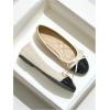 image:imageMakeMeChic Womens Bow Knot Polka Dots Flat Shoes Beaded Closed Toe Ballet Spring Summer FlatsApricot and Black