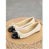 image:imageMakeMeChic Womens Bow Knot Polka Dots Flat Shoes Beaded Closed Toe Ballet Spring Summer FlatsApricot and Black