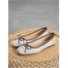 image:imageMakeMeChic Womens Bow Knot Polka Dots Flat Shoes Beaded Closed Toe Ballet Spring Summer FlatsCoffee Brown
