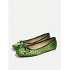 image:imageMakeMeChic Womens Bow Knot Polka Dots Flat Shoes Beaded Closed Toe Ballet Spring Summer FlatsGreen