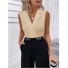image:imageMakeMeChic Womens Collared Bodysuits Wrap V Neck Sleeveless Dressy Business Casual Blouse TopsApricot