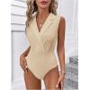 image:imageMakeMeChic Womens Collared Bodysuits Wrap V Neck Sleeveless Dressy Business Casual Blouse TopsApricot