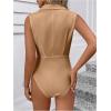 image:imageMakeMeChic Womens Collared Bodysuits Wrap V Neck Sleeveless Dressy Business Casual Blouse TopsBrown