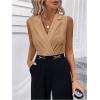 image:imageMakeMeChic Womens Collared Bodysuits Wrap V Neck Sleeveless Dressy Business Casual Blouse TopsBrown