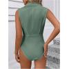 image:imageMakeMeChic Womens Collared Bodysuits Wrap V Neck Sleeveless Dressy Business Casual Blouse TopsMint Green