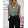 image:imageMakeMeChic Womens Collared Bodysuits Wrap V Neck Sleeveless Dressy Business Casual Blouse TopsMint Green