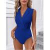 image:imageMakeMeChic Womens Collared Bodysuits Wrap V Neck Sleeveless Dressy Business Casual Blouse TopsRoyal Blue