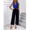 image:imageMakeMeChic Womens Collared Bodysuits Wrap V Neck Sleeveless Dressy Business Casual Blouse TopsRoyal Blue