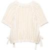image:imageMakeMeChic Womens Crochet Tops Crew Neck Sweater Short Sleeve Tie Side Knit Crop TopsBeige