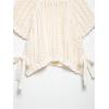 image:imageMakeMeChic Womens Crochet Tops Crew Neck Sweater Short Sleeve Tie Side Knit Crop TopsBeige