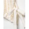 image:imageMakeMeChic Womens Crochet Tops Crew Neck Sweater Short Sleeve Tie Side Knit Crop TopsBeige