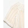 image:imageMakeMeChic Womens Crochet Tops Crew Neck Sweater Short Sleeve Tie Side Knit Crop TopsBeige