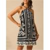 image:imageMakeMeChic Womens Halter Mini Dresses Summer Backless Tropical Caribbean Outfits Boho Beach DressesBlack Floral