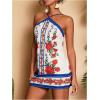 image:imageMakeMeChic Womens Halter Mini Dresses Summer Backless Tropical Caribbean Outfits Boho Beach DressesBlue Floral