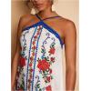 image:imageMakeMeChic Womens Halter Mini Dresses Summer Backless Tropical Caribbean Outfits Boho Beach DressesBlue Floral