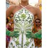 image:imageMakeMeChic Womens Halter Mini Dresses Summer Backless Tropical Caribbean Outfits Boho Beach DressesGreen