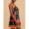 image:imageMakeMeChic Womens Halter Mini Dresses Summer Backless Tropical Caribbean Outfits Boho Beach DressesMulticolor Black Floral