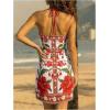 image:imageMakeMeChic Womens Halter Mini Dresses Summer Backless Tropical Caribbean Outfits Boho Beach DressesRed