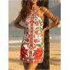 image:imageMakeMeChic Womens Halter Mini Dresses Summer Backless Tropical Caribbean Outfits Boho Beach DressesRed