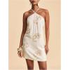 image:imageMakeMeChic Womens Halter Mini Dresses Summer Backless Tropical Caribbean Outfits Boho Beach DressesWhite