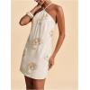 image:imageMakeMeChic Womens Halter Mini Dresses Summer Backless Tropical Caribbean Outfits Boho Beach DressesWhite