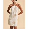 image:imageMakeMeChic Womens Halter Mini Dresses Summer Backless Tropical Caribbean Outfits Boho Beach DressesWhite