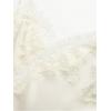 image:imageMakeMeChic Womens Lace Satin Asymmetrical Tops Spaghetti Strap Contrast Mini DressBeige