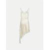 image:imageMakeMeChic Womens Lace Satin Asymmetrical Tops Spaghetti Strap Contrast Mini DressBeige