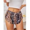 image:imageMakeMeChic Womens Pajama Bottoms Floral Print Tie Front Micro Short Side Slit Summer Lounge ShortsBrown Polka Dots