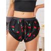 image:imageMakeMeChic Womens Pajama Bottoms Floral Print Tie Front Micro Short Side Slit Summer Lounge ShortsRed and Black