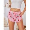 image:imageMakeMeChic Womens Pajama Bottoms Floral Print Tie Front Micro Short Side Slit Summer Lounge ShortsRed and Pink