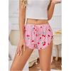 image:imageMakeMeChic Womens Pajama Bottoms Floral Print Tie Front Micro Short Side Slit Summer Lounge ShortsRed and Pink