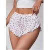 image:imageMakeMeChic Womens Pajama Bottoms Floral Print Tie Front Micro Short Side Slit Summer Lounge ShortsWhite
