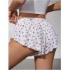 image:imageMakeMeChic Womens Pajama Bottoms Floral Print Tie Front Micro Short Side Slit Summer Lounge ShortsWhite