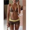 image:imageMakeMeChic Womens Polka Dots Triangle Bikini Sets Swim Shorts Y2K Leopard Striped Bathing Suit SwimsuitBow Yellow Brown