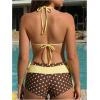 image:imageMakeMeChic Womens Polka Dots Triangle Bikini Sets Swim Shorts Y2K Leopard Striped Bathing Suit SwimsuitBow Yellow Brown