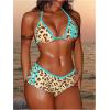 image:imageMakeMeChic Womens Polka Dots Triangle Bikini Sets Swim Shorts Y2K Leopard Striped Bathing Suit SwimsuitLeopard Blue