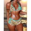 image:imageMakeMeChic Womens Polka Dots Triangle Bikini Sets Swim Shorts Y2K Leopard Striped Bathing Suit SwimsuitLeopard Blue