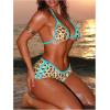 image:imageMakeMeChic Womens Polka Dots Triangle Bikini Sets Swim Shorts Y2K Leopard Striped Bathing Suit SwimsuitLeopard Blue