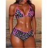 image:imageMakeMeChic Womens Polka Dots Triangle Bikini Sets Swim Shorts Y2K Leopard Striped Bathing Suit SwimsuitLeopard Pink
