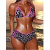 image:imageMakeMeChic Womens Polka Dots Triangle Bikini Sets Swim Shorts Y2K Leopard Striped Bathing Suit SwimsuitLeopard Pink