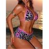image:imageMakeMeChic Womens Polka Dots Triangle Bikini Sets Swim Shorts Y2K Leopard Striped Bathing Suit SwimsuitLeopard Pink