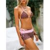 image:imageMakeMeChic Womens Polka Dots Triangle Bikini Sets Swim Shorts Y2K Leopard Striped Bathing Suit SwimsuitPolka Dots Brown Pink