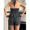 image:imageMakeMeChic Womens Polka Dots Two Piece Sets Open Back Halter Tops and Shorts Y2k Summer OutfitsBlack