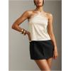 image:imageMakeMeChic Womens Satin Halter Tops Silk Lace Trim Tie Backless Going Out Tank TopApricot