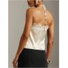 image:imageMakeMeChic Womens Satin Halter Tops Silk Lace Trim Tie Backless Going Out Tank TopApricot