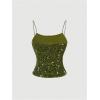 image:imageMakeMeChic Womens Sequin Tops Y2K Sparkly Glitter Cami Top Going Out Cute Spaghetti Strap TopMint Green