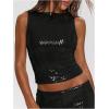 image:imageMakeMeChic Womens Sparkly Sequin Tops Y2k Sleeveless Crop Going Out Rave Tops ClubwearBlack